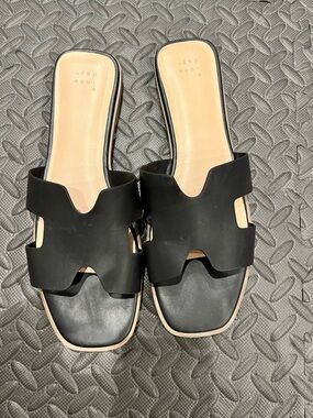 A New Day Black Cutout Slide Mules